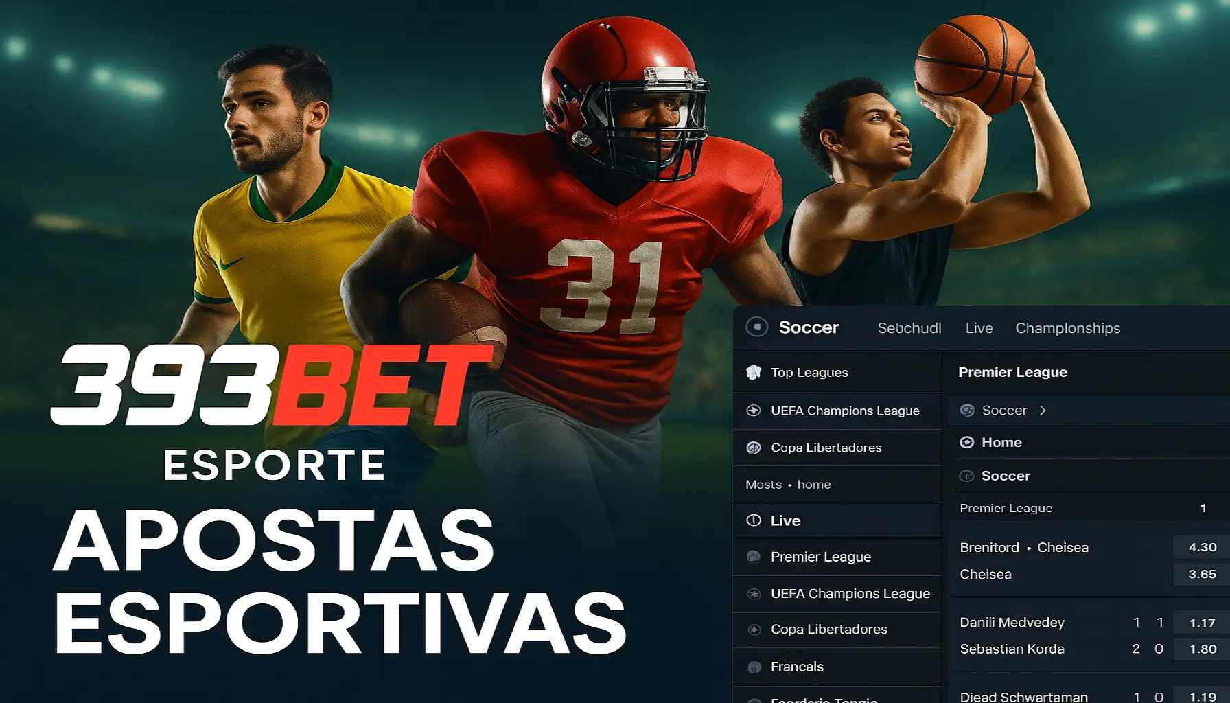 Aposte em apostas esportivas no cassino online 393BET
